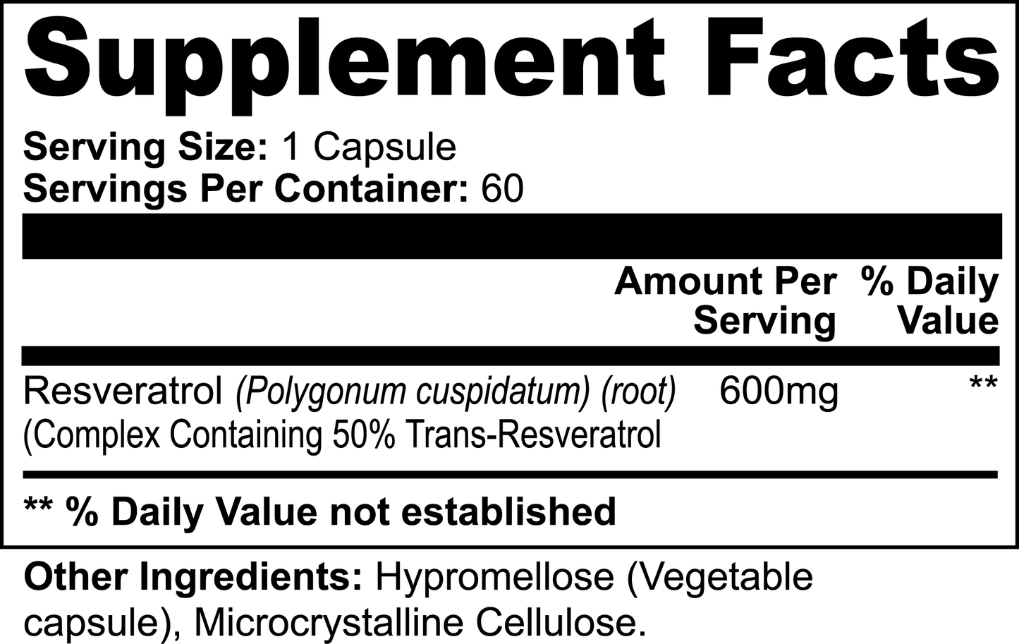 Resveratrol 50% 600mg capsule